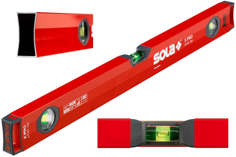SOLA مستوى روح صندوق الألمنيوم SOLA LSX59 X PRO مع 3 أنابيب مكبرة بنسبة 60%، 59 بوصة - Image 3